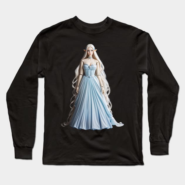 Pretty Realistic Plastic Doll, Fairy in Blue Dress, Elf Doll Long Sleeve T-Shirt by Bootyfreeze